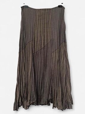 Tribal Earthy Patchwork Maxi Skirt / Krinkle Pleated / Archival